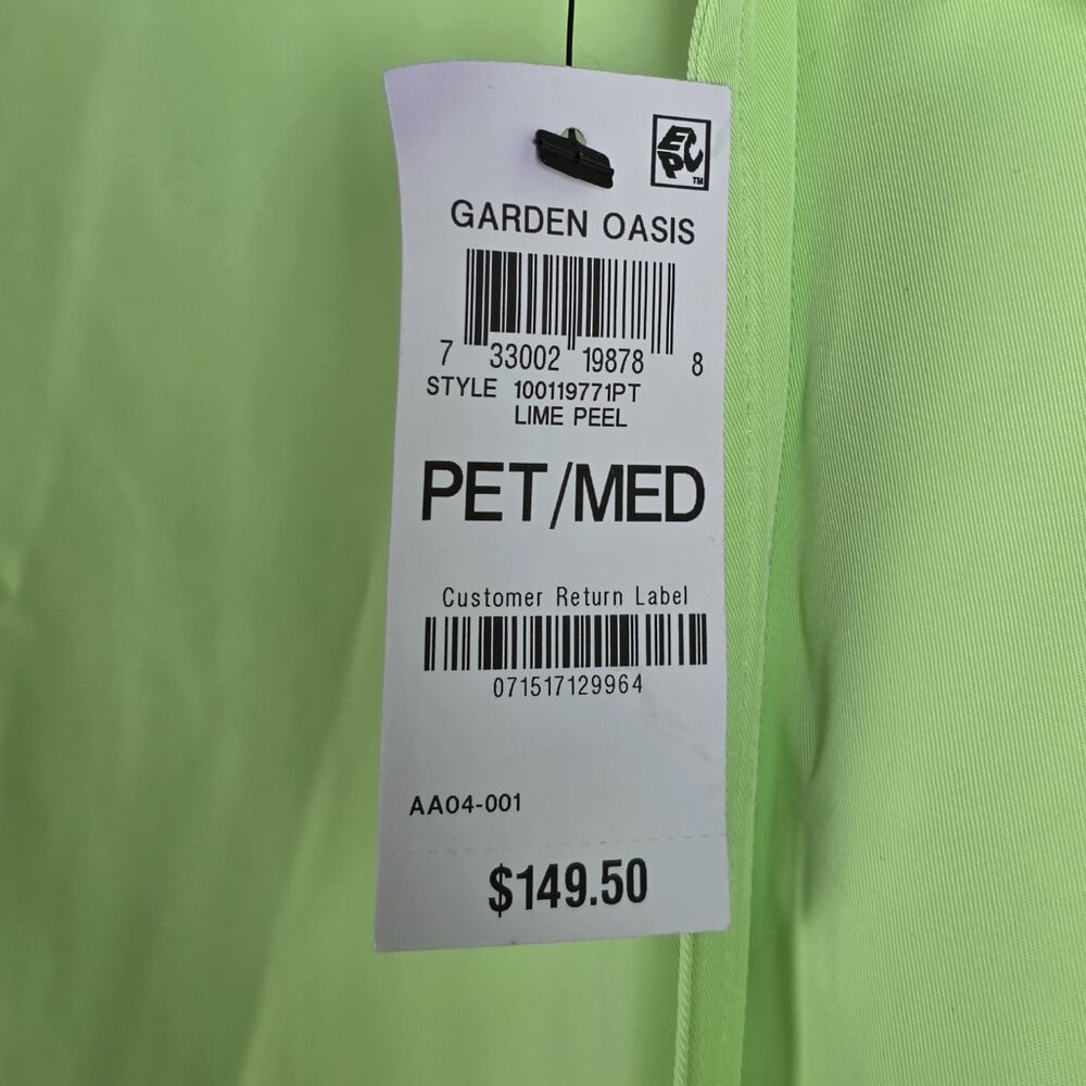 Alfani Pleated NWT Womens PM Petite Medium Long Sleeve Lime Green Trench Coat - Picture 3 of 7